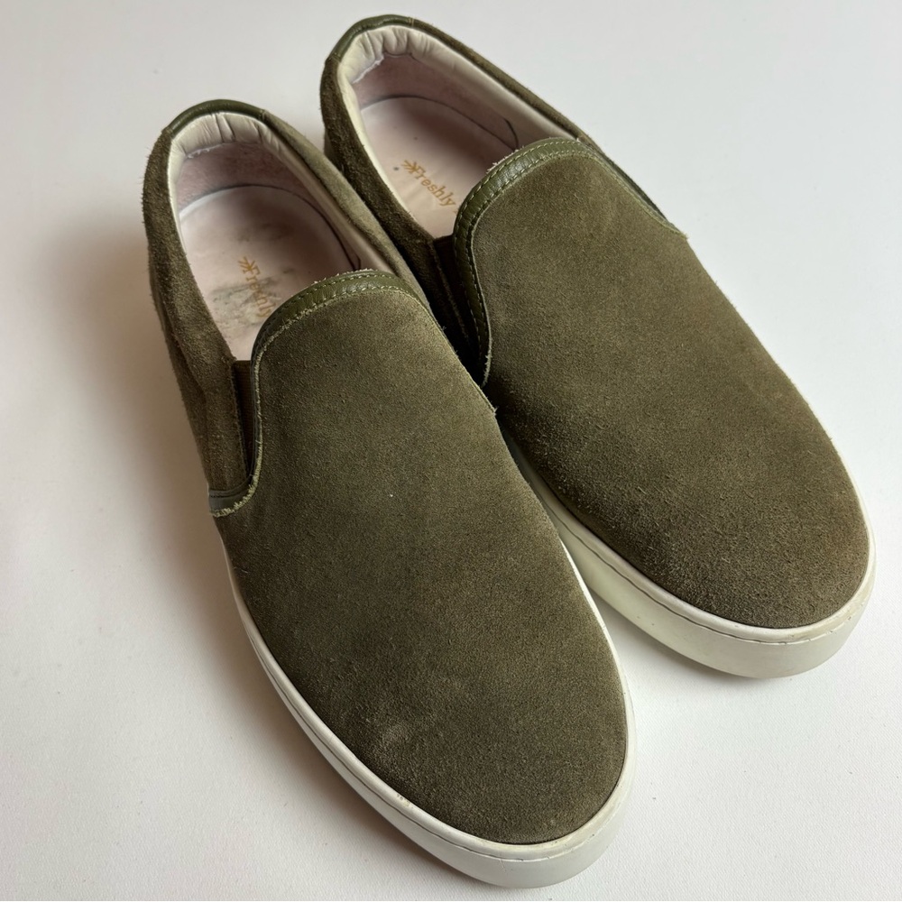 Freshly Picked Suede Olive Slip On Sneakers Size 9